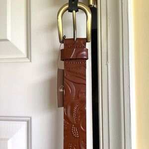 Patricia Nash Vietri Tooled Leather Belt Florence Tan SZ L